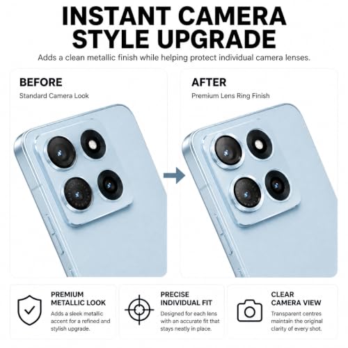 Image of ArmourPro Camera Rings Tempered Glass for Motorola Edge 70 Max, Tough HD Individual Aluminum Alloy Rings 9H Camera Cover, Scratch-Resistant,Camera Lens Protection| Blue, 1 Pack