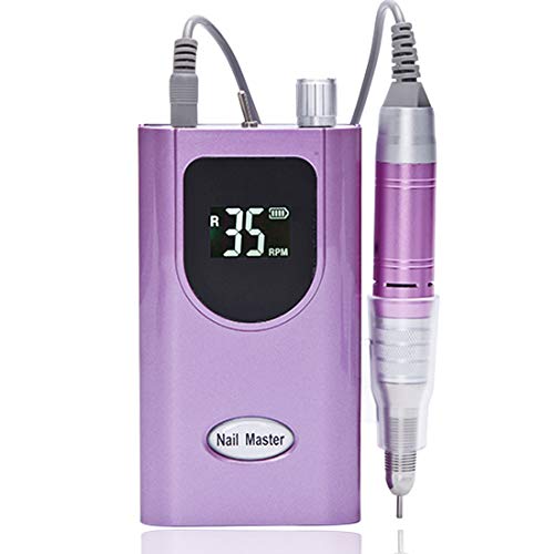 Professional Nail Drill Machine, Portable Nail Drills for Acrylic Nails 35000RPM, Electric Nail File Rechargeable Efile Nail Drill For Gel Nails Remove, Home and Salon Use Nail Tools (Purple)