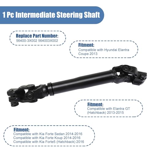 Image of SecosAutoparts Intermediate Steering Shaft 56400-3X002 564003X002 Compatible with Hyundai Elantra Compatible with Kia Forte 2014-2016 Joint Assembly Universal