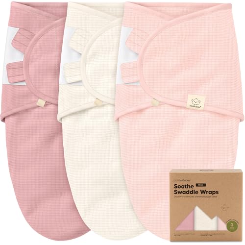 Image of 3-Pack Organic Swaddles for Newborns, Baby Sleep Sacks 0-3 Months - Baby Swaddle Wrap, Newborn Wearable Blanket, Infant Sleep Sack for Girls, Boys, Soft & Snug, Large Hook & Loop Closure (Roseate)