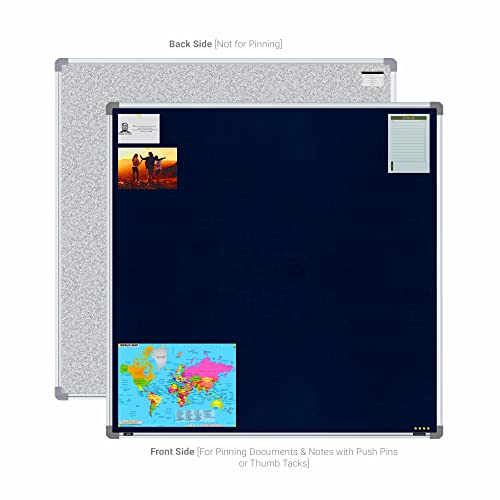 Image of Scholar Art Metis 4x4 Feet Fabric Pin-up Notice Board for Home, Office & School | High Strength Velvet Cloth + High Density Soft Board for Pinning Photos, Sticky Notes & Reminders (Dark Blue)