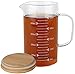 KINNOSE Graduated Beaker Mug with Handle and Durable Bamboo Lid Borosilicate Glass Multi-Function Food Grade Measuring Cup 500ml