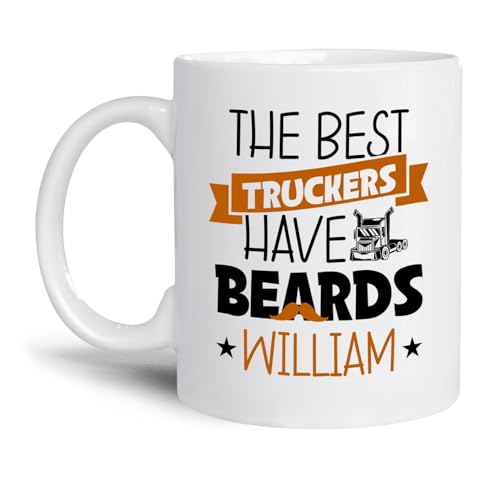 The Best Truckers Have Beards Cup, Truck Driver Coffee Mugs, Personalized Name...
