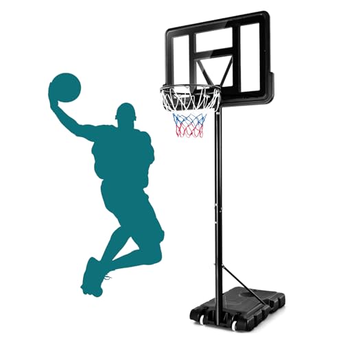KOTEK Basketball Hoop, 10ft Height Adjustable Basketball Hoop & Goal w/44 Inch Shatterproof Backboard, Indoor Outdoor Basketball Goal System for Youth/Adult (12 Level Adjustment-35” x 23.5” Base)