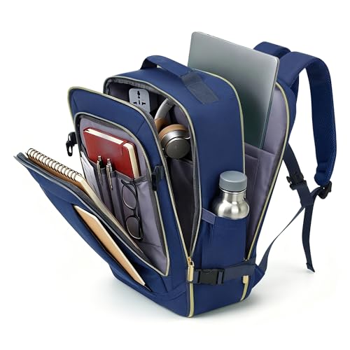 Image of Hardside Luggage Sets, Lightweight Stripes Suitcase with Spinner Wheels, Navy 24