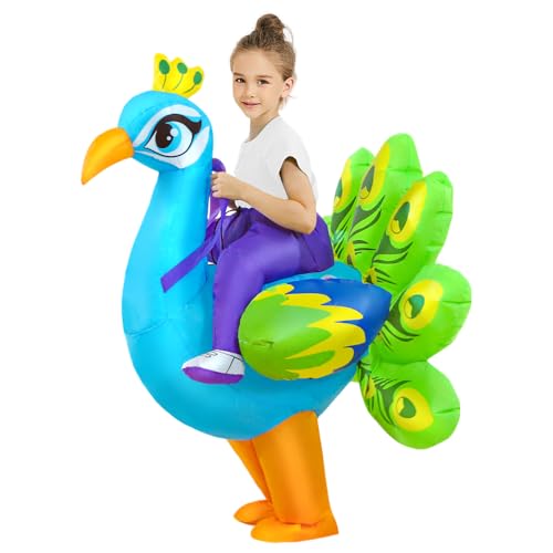 Disfraz inflable de pavo real para niños miniatura 1