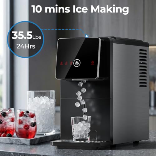 Image of Nugget Ice Makers Countertop with Self Dispensing Ice Design, 35.5Lbs /24Hrs | Auto Self-Cleaning, One-Click Operation, 1.8L Water Tank, 1.5Lbs Ice Storage, Portable Ice Maker for Multi-Scenario Use