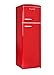 FrigeluX - Retro RFDP246RRA+- lodówka 246L z zamrażarką 52 l - Automatyczne rozmrażanie - Wolny montaż - Styl Vintage 50-te - Czerwony