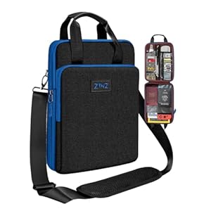 Laptop Umhängetasche12, -13 Zoll Hülle mit Variabler Kapazität & Riemen, chultertasche für Unterwegs mit Wertsachen- & Notebookfächern, Umweltfreundliche und Wasserabweisende Handtasche, chwarz Blau