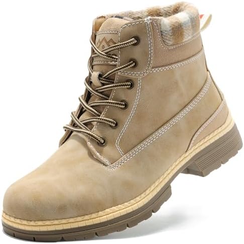 Casual Winter Hiking Boots For Women - Womens Outdoor Snow Ankle Boots Lightweight Lace up Fur Lined Walking Hiking Shoes 6.5, Brown