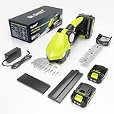 Electric Hedge Trimmer Cordless with 2 Pack Batteries and Fast Charger,2 in 1 Grass Trimmer & Bush Trimmer Battery Powered, 20V Lightweight Cordless Hedge Trimmers for Garden,Yard