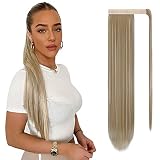 SOFEIYAN Long Straight Ponytail Extension 26 inch Wrap Around Ponytail Synthetic Hair Extensions Cli