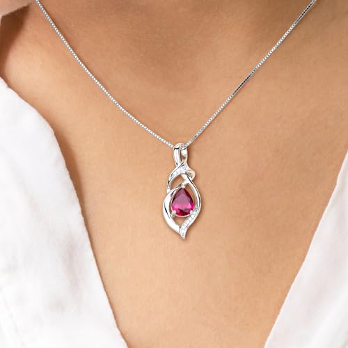 Birthstone Necklace for Women 925 Sterling Silver Necklace Birthday Gifts for Women Mom Wife 18"+2" Inch2