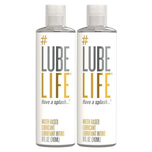 LubeLife Water Based Personal Lubricant, Lube for Men, Women & Couples, Non-Staining, 2 x 8 Fl Oz