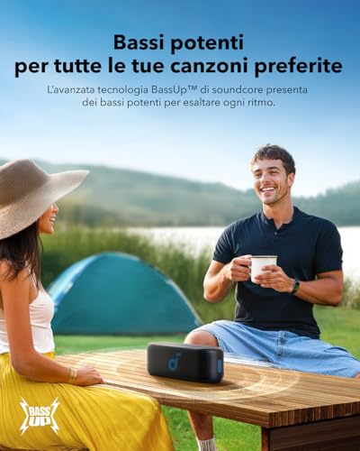 Soundcore Select 2S cassa bluetooth portatile con suono stereo da 20W, tecnologia BassUp™,16 ore, connessione stereo senza fili e impermeabilità IPX7 per escursioni e avventure all'aria aperta - Immagine 2