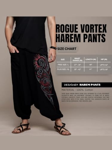 Image of The Veshti Company Printed Harem Pants for Men's Cotton Hippie Style Baggy Boho Yoga Pajama Pant with Pocket