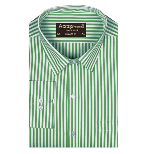 Image of ACCOX Men's Breathable Cotton Long Sleeves Striped Regular Fit Shirt (GCR503)