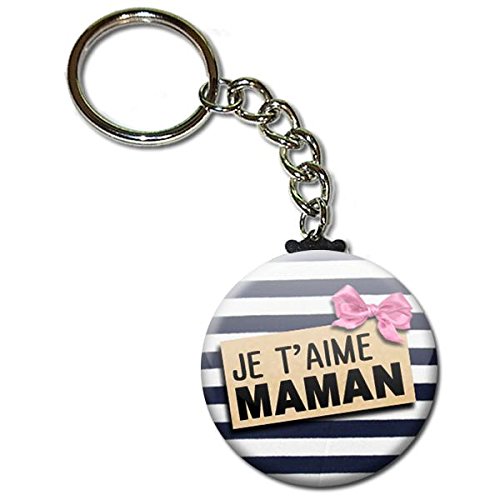 Je t'aime Maman Porte Clés Chaînette 3,8 centimètres Idée Cadeau Accessoire pour la Fête des Mères Noël Anniversaire