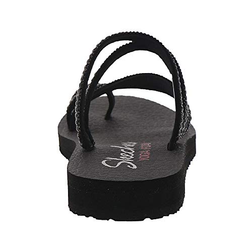 Skechers Skechers Women's Meditation-Glam Flash-Rhinestone Toe Loop Thong Flip-Flop, Black/Black, 10 W US