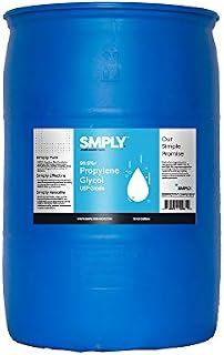 SMPLY. Propylene Glycol USP Grade, 99.9%+ Pure Food & Pharmaceutical Grade - Highest Possible Purity - 440 lbs. nt. wt. in a 55 Gallon Safety Sealed HDPE Drum with Resealable Cap