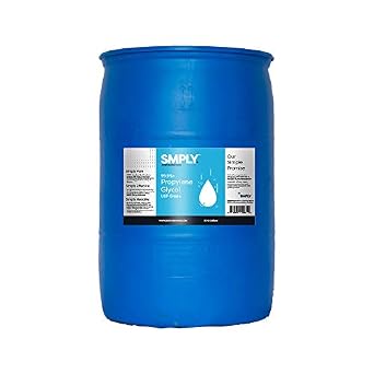 SMPLY. Propylene Glycol USP Grade, 99.9%+ Pure Food & Pharmaceutical Grade - Highest Possible Purity - 440 lbs. nt. wt. in a 55 Gallon Safety Sealed HDPE Drum with Resealable Cap