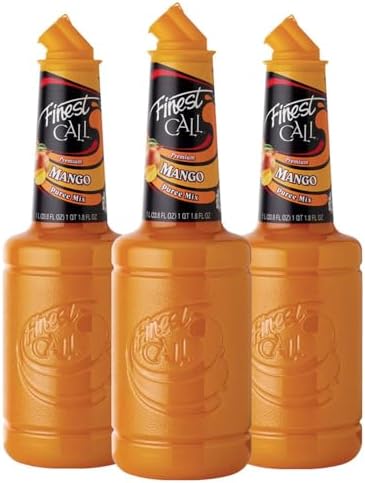 Finest Call Premium Mango Fruit Puree Drink Mix, 1 Liter Bottle (33.8 Fl Oz) (Pack of 3)