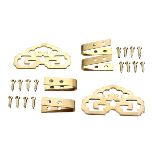 Image of FENG GUO 2Pcs Antique Bronze /Brass Decorative Frame Hanging Picture Oil Painting Mirror Frame Hooks Hanger with Screws Furniture Hardware(Brass 48X30mm)