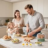 Macook Egg Cooker & Stainless Steel Steamer, 7 Egg Capacity Electric Egg Boiler, Quick Boiling, Auto-Off, 350W, Green - Includes Measuring Cup, Stickers & Removable Tray (Green) - Image 2