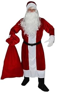 Foxxeo Dunkelrotes 6-teiliges Premium Weihnachtsmann für mit Mantel für Herren - Größe M-XXXXL, Größe:XL/XXL