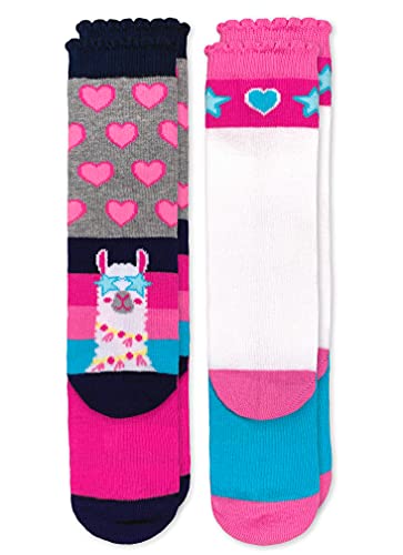 Jefferies Socks Girls' Llama Giraffe Heart Star Stripe Knee High Socks 2 Pack3
