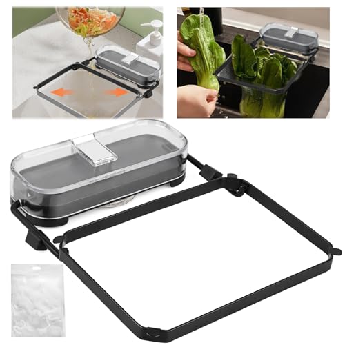 Sink Strainer, Suction Cup Kitchen Sink Filter, Abflusssieb Küchenspüle mit 100PCS Filtermaschen, Faltbarer Drain Rack, zum Filtern von Lebensmittelreste Abtropfen von Früchten (Schwarz)