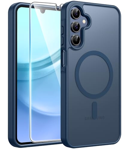 Image of FNTCASE for Galaxy A15 5G Phone Case: [Compatible with Magsafe] [Screen Protector] Matte Translucent Military-Grade Protection for Samsung A15 Cover - Blue