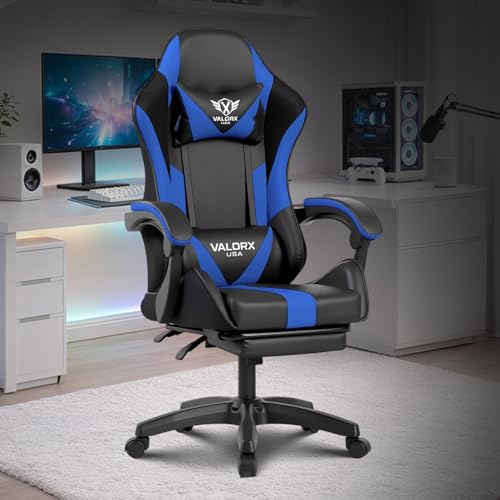Image of Warrior 2026 Edition Gaming & Office Ergonomic Chair | Vegan Leather | 360 Swivel, High Back 135 Recliner | Adjustable Height & Linkage Armrest| Lumbar Support|3 Year Warranty, Navy Blue