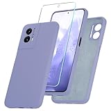 YENAPOON for Motorola Moto G Power 5G 2024 Case, Silicone Phone Case with 1 Screen Protector, Soft Anti-Scratch Microfiber Lining, Full Body Shockproof Slim Cover, Lavender Purple