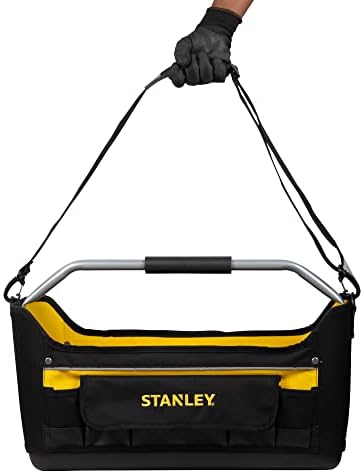 STANLEY Open Tool Bag Tote, Waterproof Base, Multi-Pockets Storage Organiser with Shoulder Strap, 22 Inch, 1-70-319