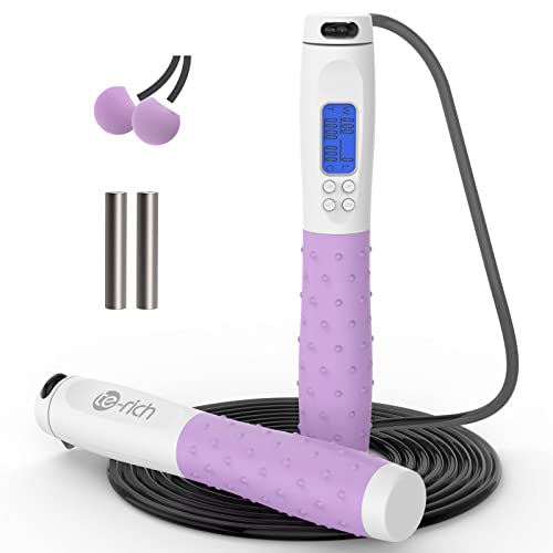 Image of Jump Rope, Weighted Jump Rope for Fitness, Skipping Rope with Counter - Heavy Handles, Adjustable Length - Cordless Jumping Rope for Men Women Kids Fitness Exercise Training
