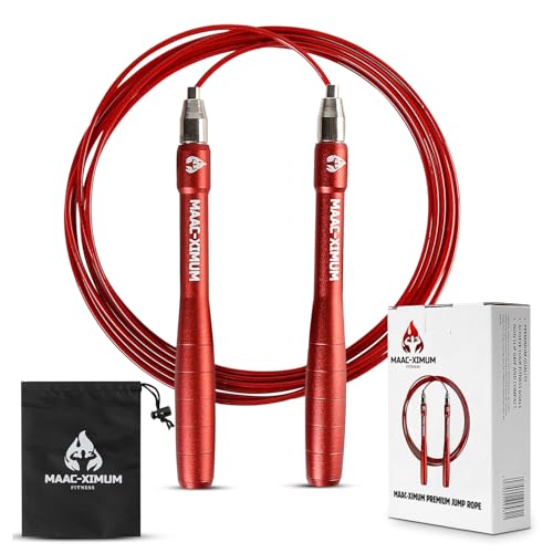 MAAC-XIMUM Premium Jump Rope, Lightweight, Self-Locking, Adjustable for Adults, Speed Skipping Rope, Fitness, Crossfit, Boxing, MMA