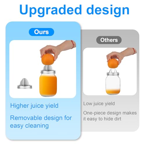 2pcs Couvercle de Presse-Agrumes en Acier Inoxydable pour Bocal Mason à Large Ouverture de 86mm, Presse-Agrumes Manuel Amélioré Couvercle Supérieur Alésoir à Agrumes pour Citron Orange – Image 5