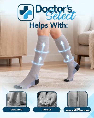 Image of Doctor's Select Bamboo Viscose Light Compression Socks for Women & Men - 3 Pairs, 8-15 mmHg Compression Socks, Knee High