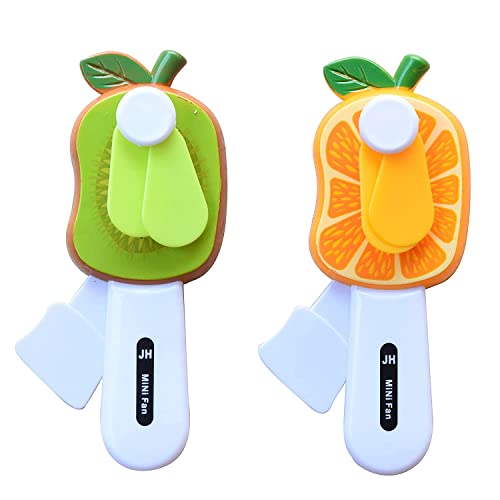 Image of Kids Fruit Shape Portable Hand Press Fan Toy, Fruit And Vegetable Design Handheld Fan, Hand Pressure Mini Fan Toy (Multicolour) (2)