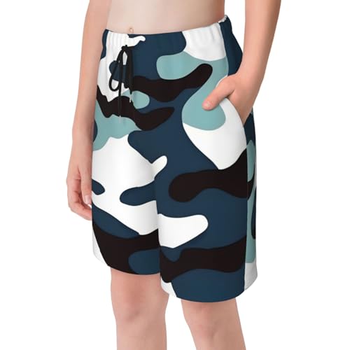 Marine Camouflage Youth Beach Pants, Soft and Breathable, with Drawstring Waist, Suitable for Sports and Leisure.4