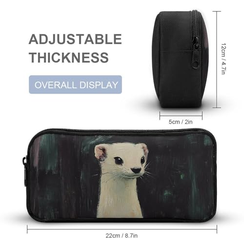 White Weasel Stoat Funny Backpack Set Lunch Bag Pencil Case Makeup Bag 3 in 1 for Men Women Travel4