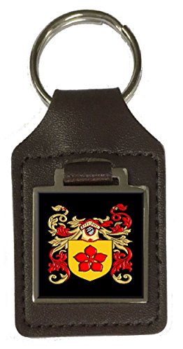 Porte-clés en cuir Vernon marron blason familial accessoire de poche pour homme