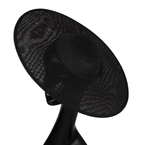 WJIAYAO Diadema Mujer Boda invitada Tocado Redondo de 40 cm con Base de imitación de Sinamay, Accesorio for el Cabello for Novia, Boda, Tocado de Fiesta DIY(Black)