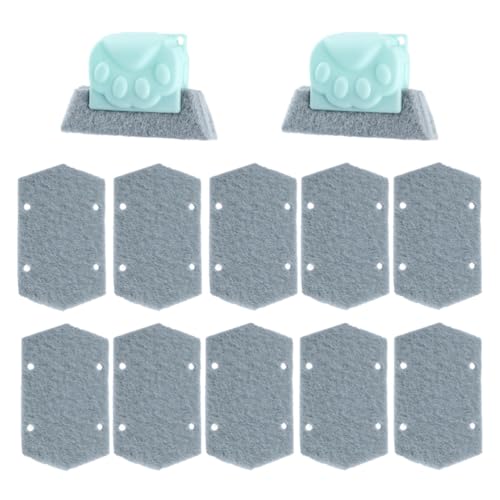 TEHAUX Limpiador de Ranuras para Ventanas Mango Fácil de Sostener 14 Piezas, Cabezal de Cepillo Extraíble y Herramienta de Limpieza Hogar y Cocina