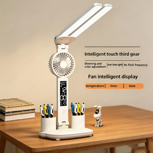 Image of Kian 3-in-1 LED Desk Lamp with Pen & Phone Holder,2400mAh Battery - USB Rechargeable Study Lamp with Touch Sensor, 3 Light Modes, Eye Protection & Warm White(Pack of 1) (Lamp 7)
