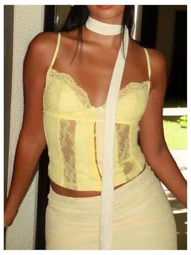 WDIRARA Women's Y2k Lace Cami Crop Top Low Cut Sexy Summer V Neck Camisole Tops2