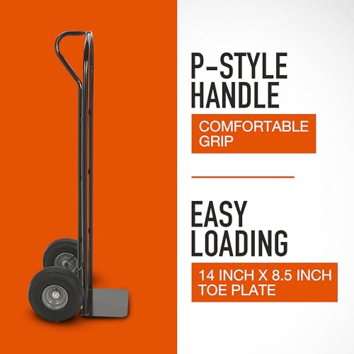 Ironton Steel Pneumatic Hand Truck Dolly - 600-Lb. Capacity, 10in. Tires, Powder-Coat Finish