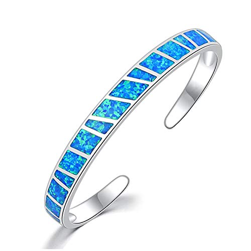 CiNily Womens Cuff Bracelet,Opal Bangle Bracelets Gold Plated Hypoallergenic Ladies Gemstone Open Cuff Bangle Bracelet
