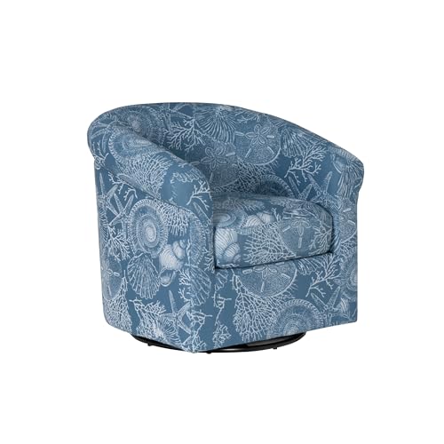 Sillón giratorio azul con patrón costero miniatura 1